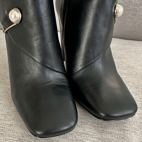 Nine West Black Leather Ankle Boots with Pearl Detail – New Without Tags - Picture 7 of 12